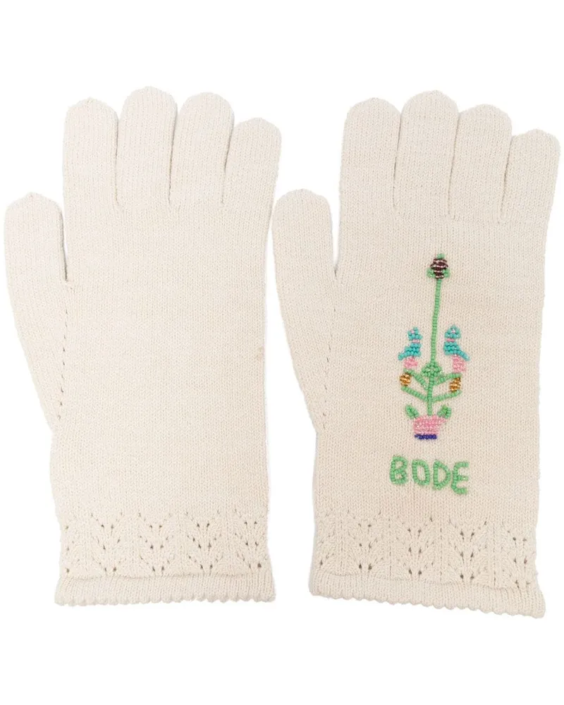 BODE Gestrickte Handschuhe mit Logo - Nude Nude