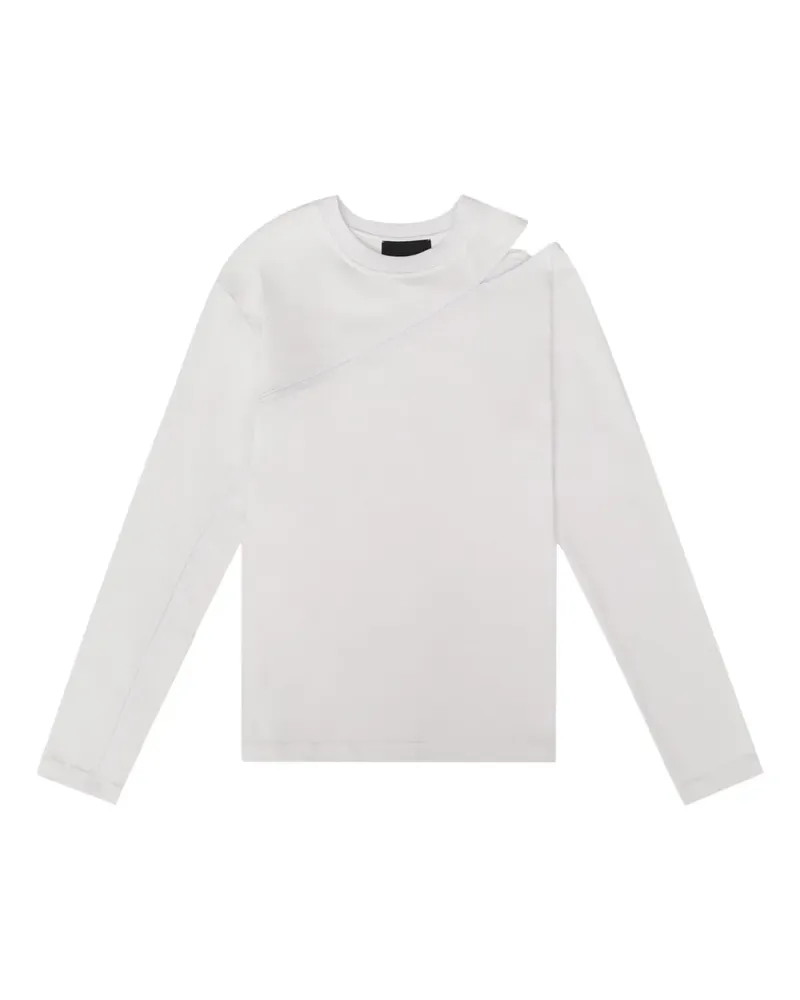 Heliot Emil Langarmshirt mit diagonaler Naht - Weiß Weiß