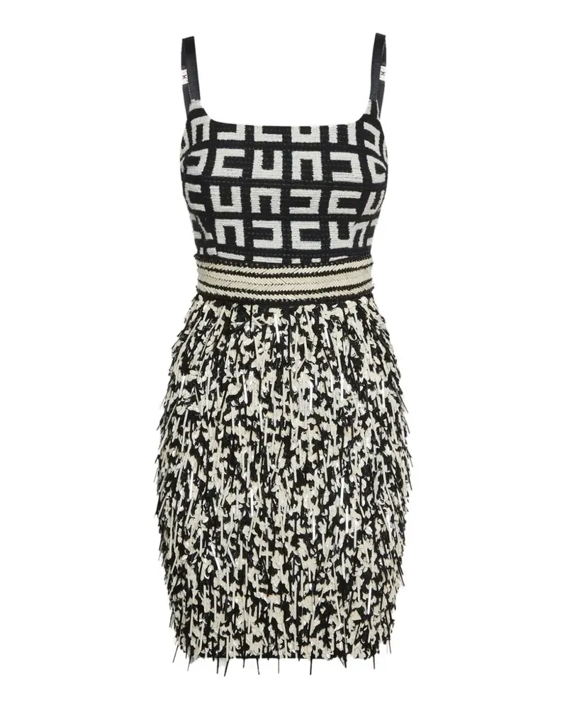 Elisabetta Franchi Monogram Minikleid mit Fransen - Schwarz Schwarz