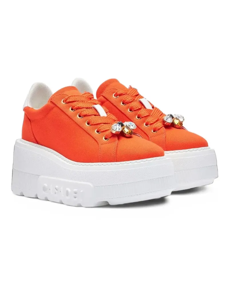 Casadei Plateau-Sneakers mit Kristallen - Orange Orange