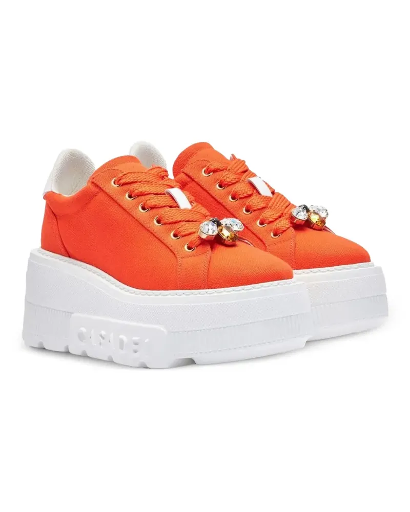 Casadei Plateau-Sneakers mit Kristallen - Orange Orange