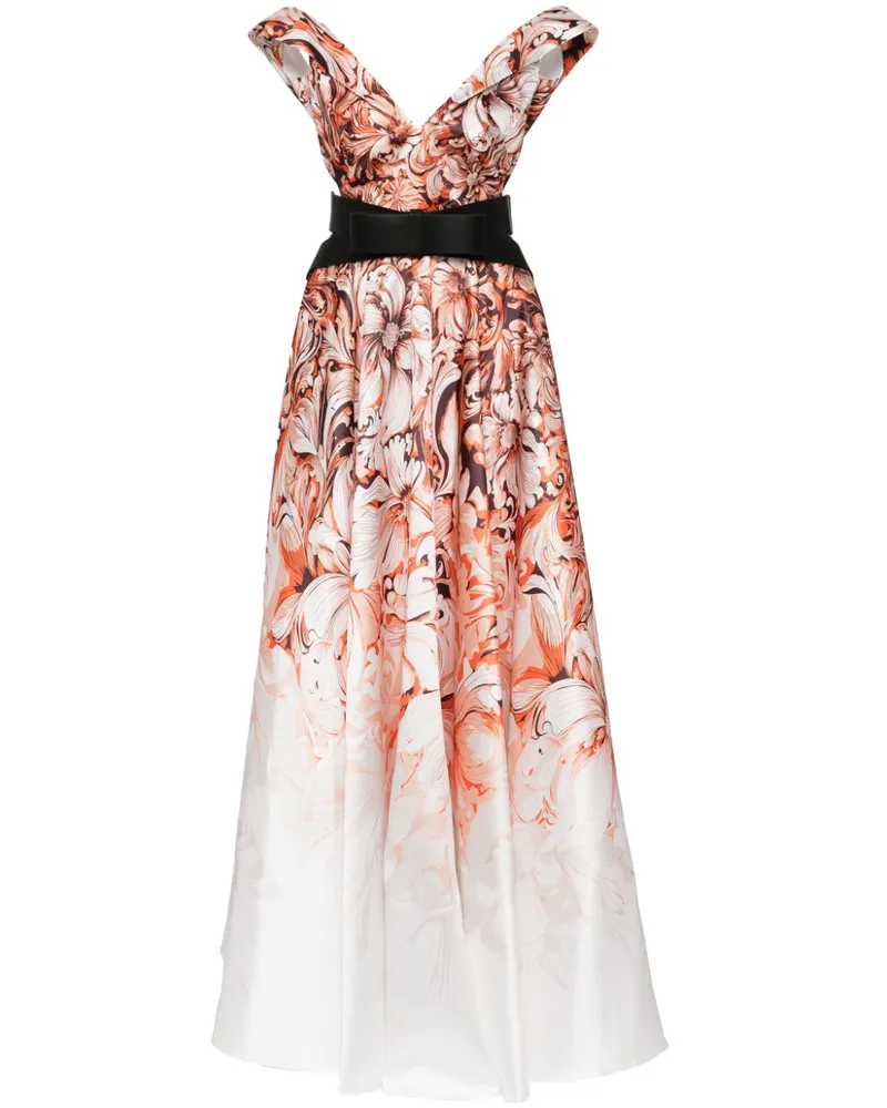 Saiid Kobeisy Schulterfreies Abendkleid mit Gürtel - Orange Orange