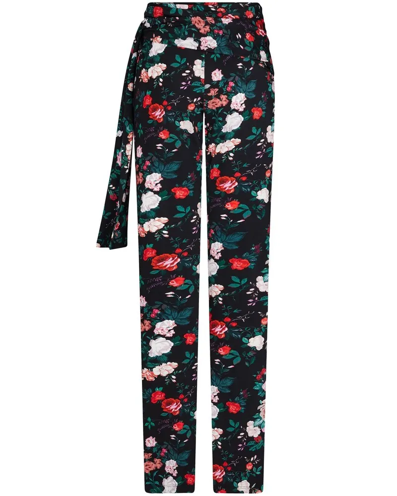 Paco Rabanne Gerade Hose mit Blumen-Print - Schwarz Schwarz