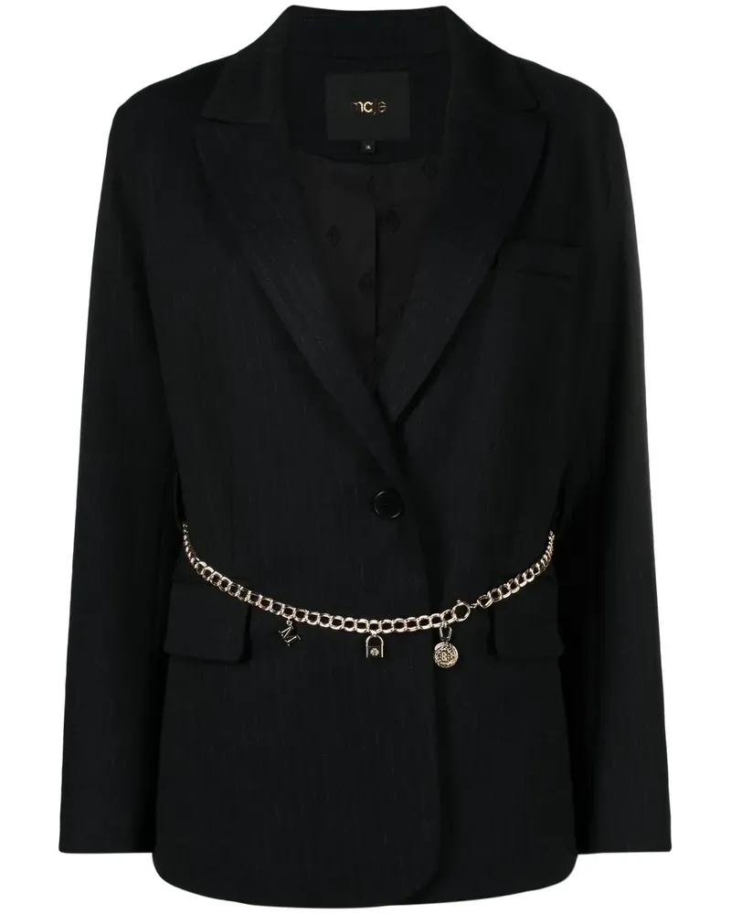 Maje Einreihiger Blazer mit Gürtel - Schwarz Schwarz
