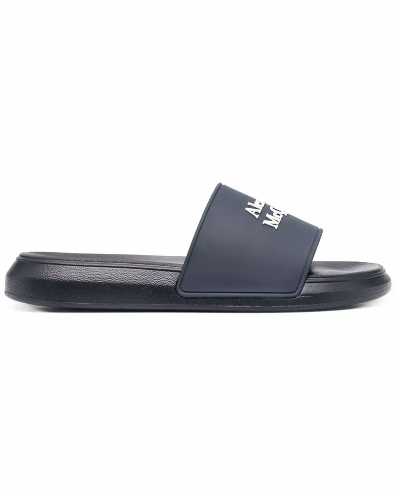 Alexander McQueen Pantoletten mit Logo-Print - Blau Blau