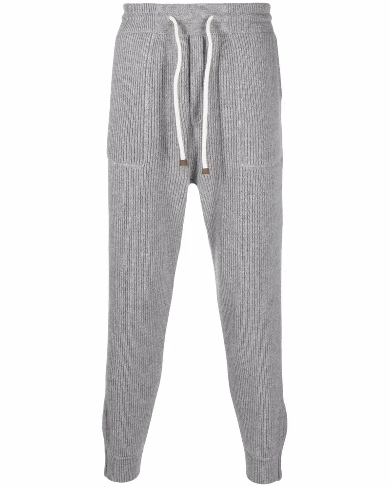Brunello Cucinelli Gerippte Jogginghose aus Kaschmir - Grau Grau