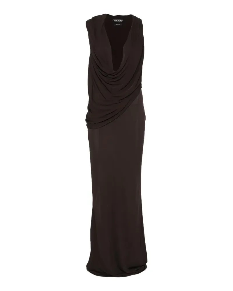 Tom Ford Maxikleid mit drapiertem Kragen - Braun Braun
