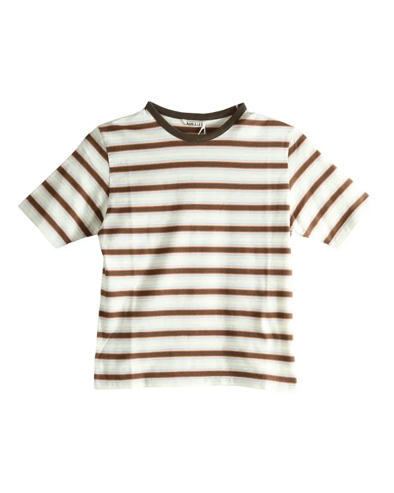 AURALEE Gestreiftes T-Shirt - Braun Braun