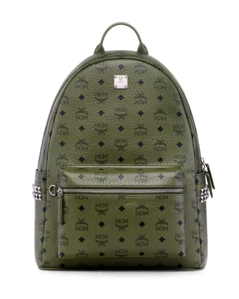 MCM Mittelgroßer Visetos Rucksack mit Nieten - Grün Grün
