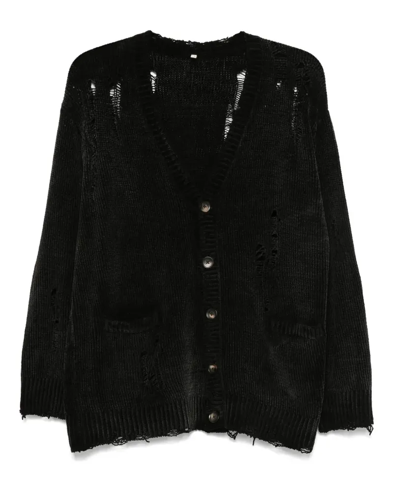 R13 Fein gestrickter Cardigan mit ungesäumten Kanten - Schwarz Schwarz