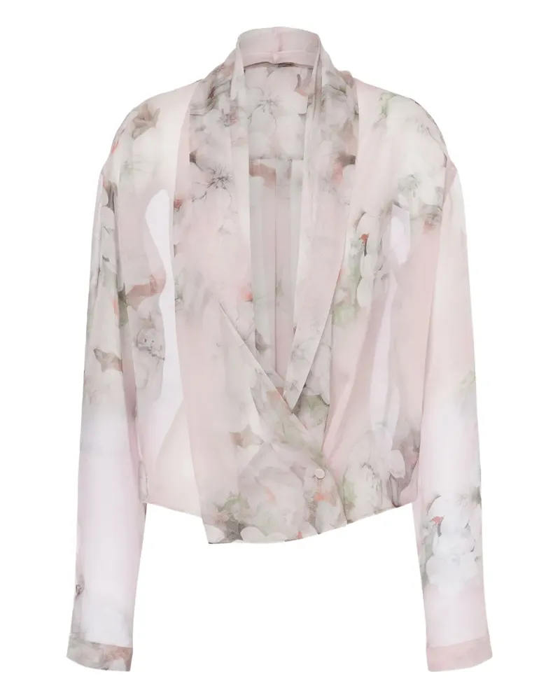 Alberta Ferretti Bluse mit Blumen-Print - Rosa Rosa