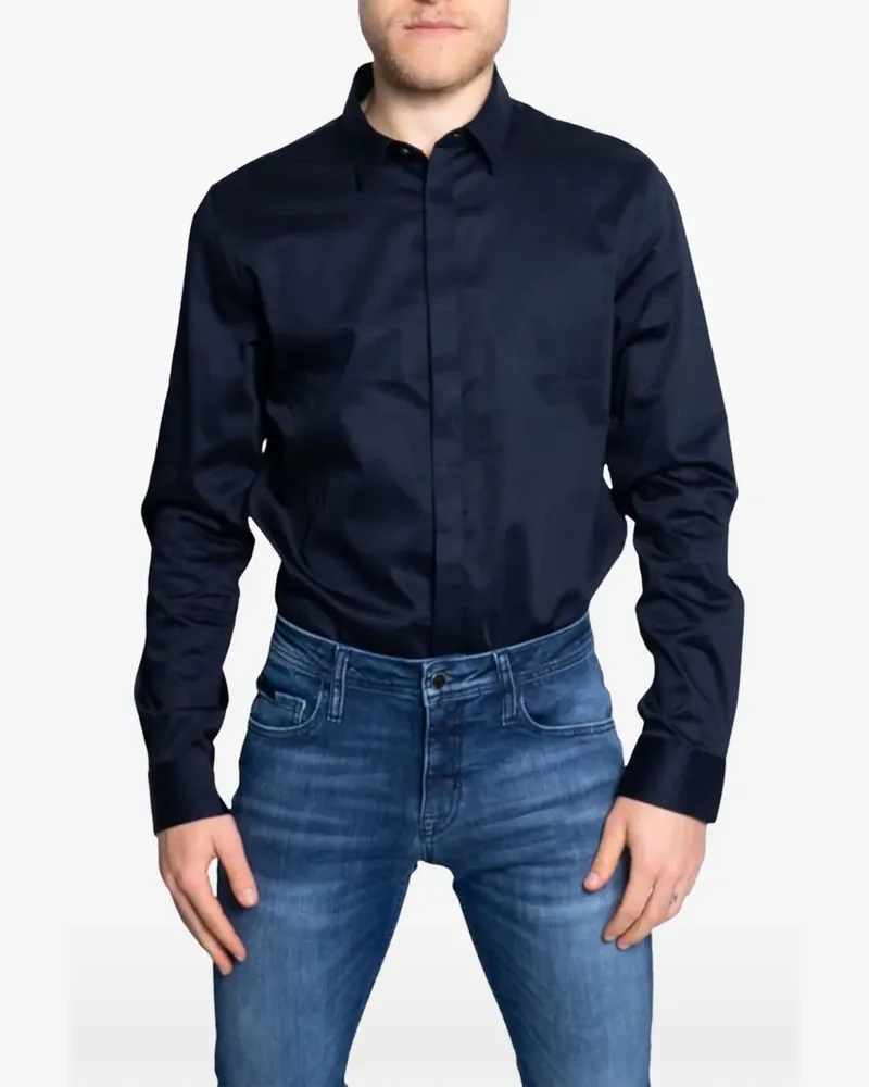 Armani Exchange Schmales Hemd - Blau Blau