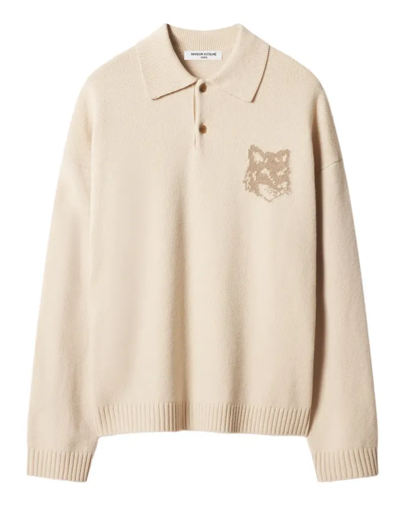 Kitsuné Pullover mit Polokragen und Fuchs-Intarsie - Nude Nude