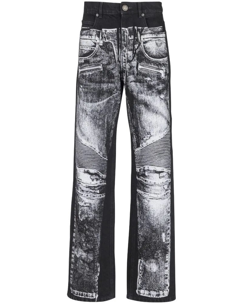 Balmain Jeans mit Tromp-l'oeil-Print - Schwarz Schwarz
