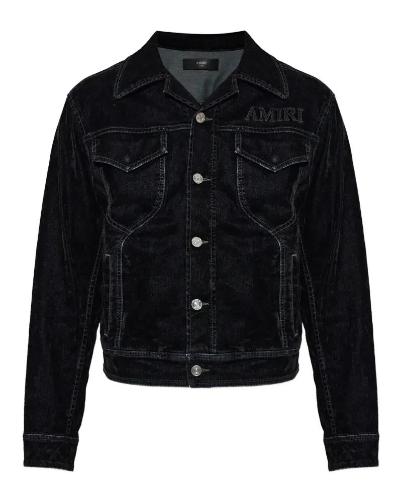 Amiri Jeansjacke mit Logo-Stickerei - Schwarz Schwarz