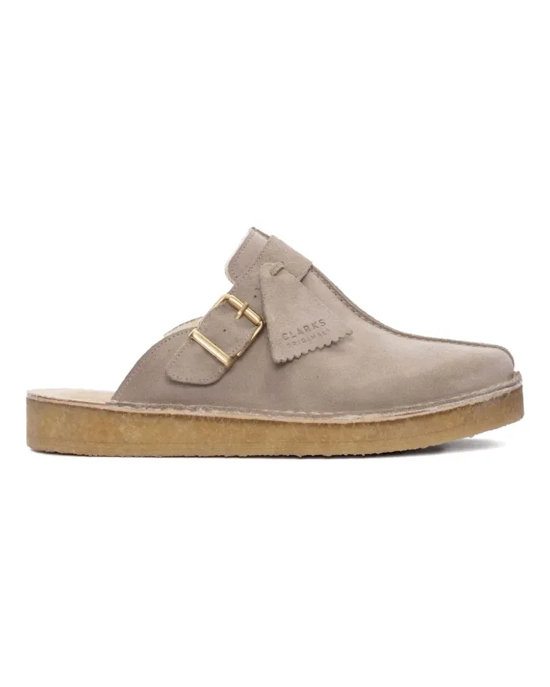 Clarks Flache Trek Mules aus Kalbswildleder - Nude Nude