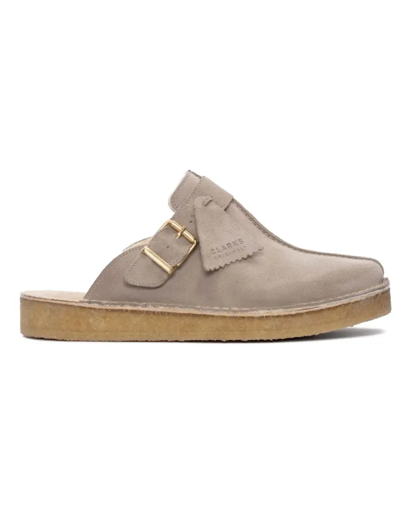 Clarks Flache Trek Mules aus Kalbswildleder - Nude Nude