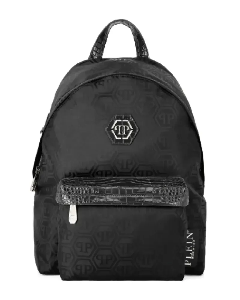 Philipp Plein monogram crocodile-skin backpack - Schwarz Schwarz