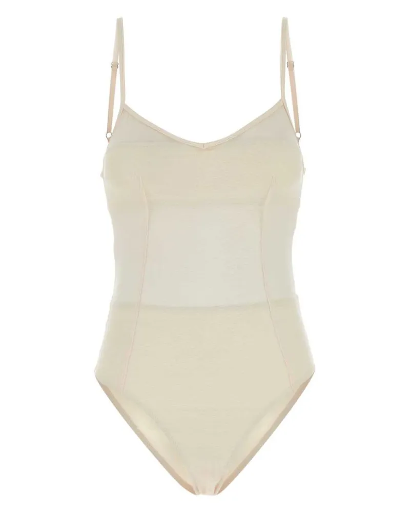 Prada Tüll-Badeanzug mit V-Ausschnitt - Nude Nude