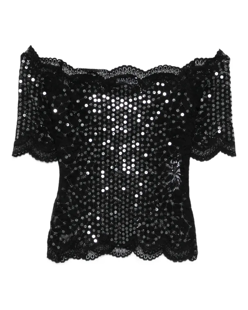 Paco Rabanne sequin lace top - Schwarz Schwarz