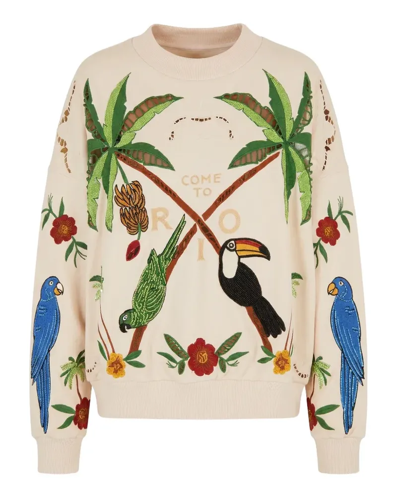FARM Rio bird-embroidered sweatshirt - Nude Nude