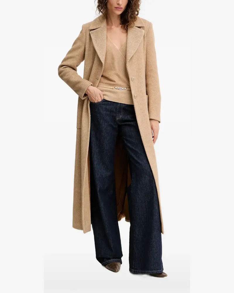 Fracomina belted herringbone coat - Nude Nude