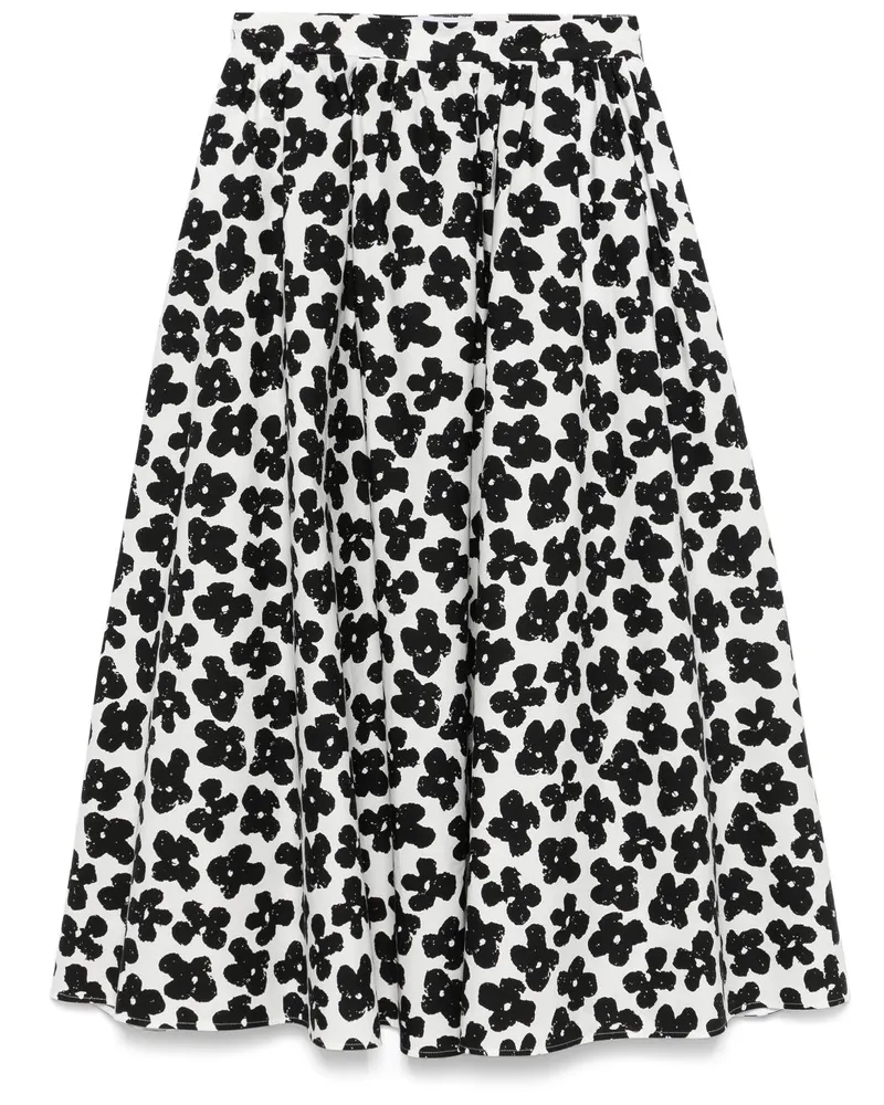 MSGM Maxirock mit Blumen-Print - Weiß Weiß