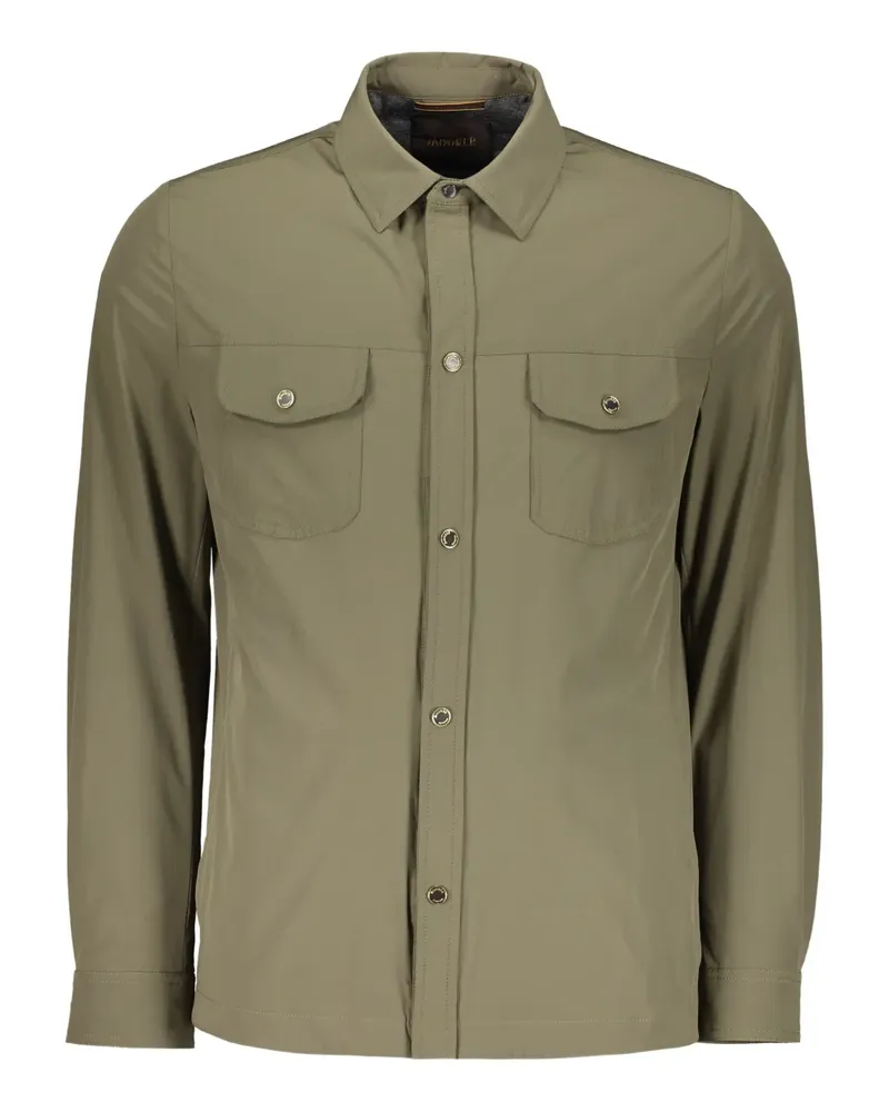 MOORER Hemdjacke mit klassischem Kragen - Grün Grün