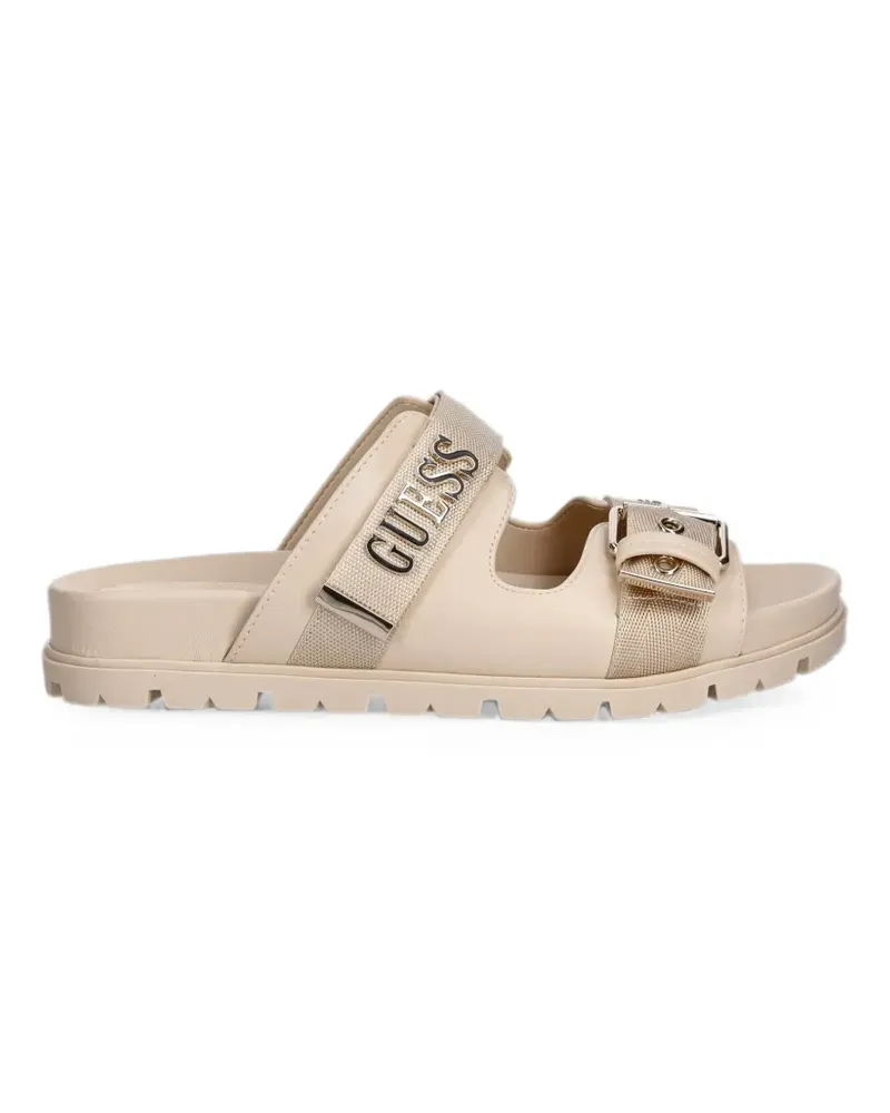 Guess Faxona buckle-fastening logo-plaque sandals - Nude Nude
