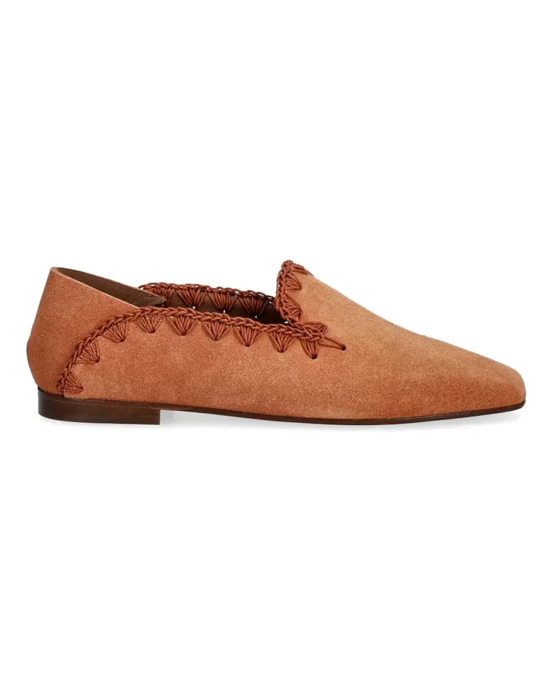 Pollini Sienna whipstitch-trim loafers - Braun Braun