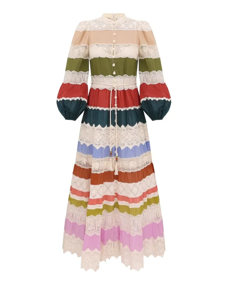 Zimmermann Indra lace-panelled tiered maxi dress - Nude Nude