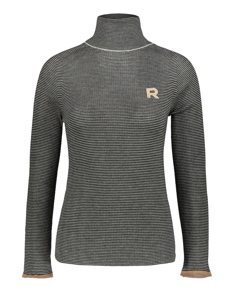 Rochas logo-embroidered striped fine-knit top - Schwarz Schwarz