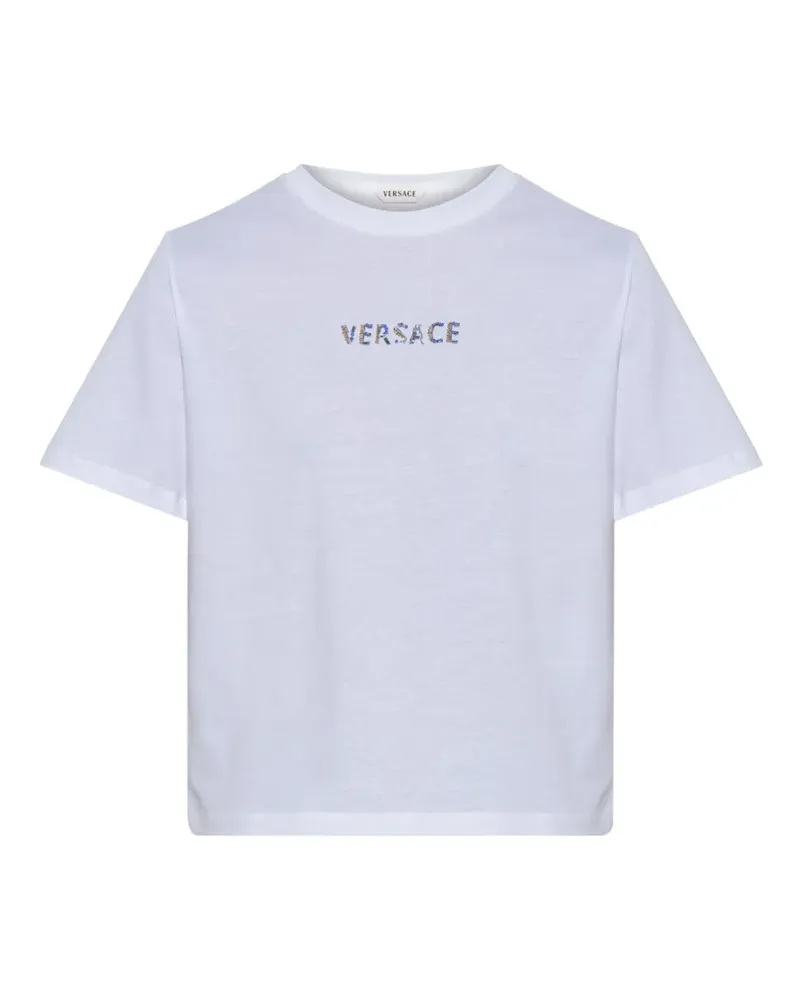 Versace bead-embellished logo T-shirt - Weiß Weiß