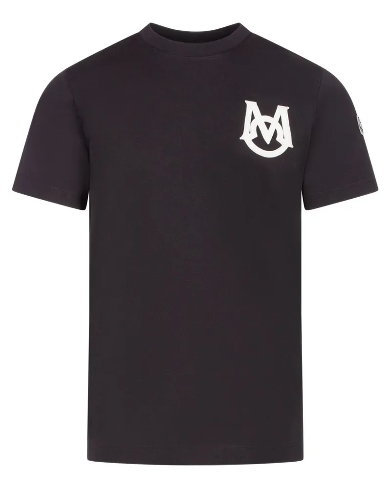 Moncler T-Shirt mit Logo-Patch - Schwarz Schwarz