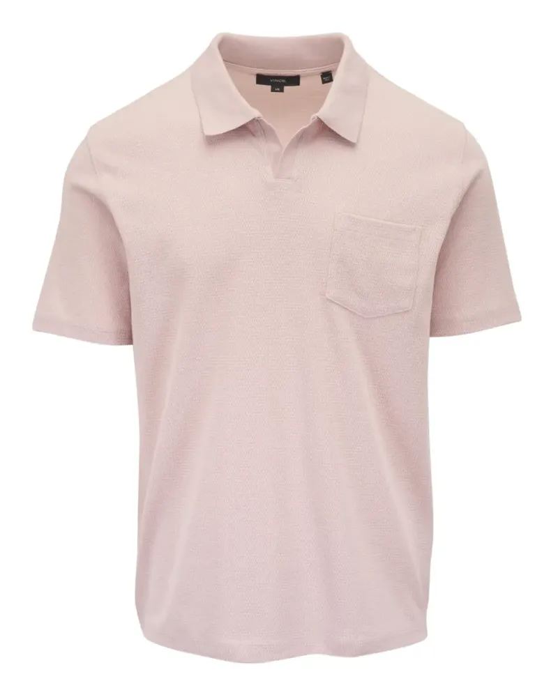 Vince waffle-knit chest-pocket polo shirt - Rosa Rosa