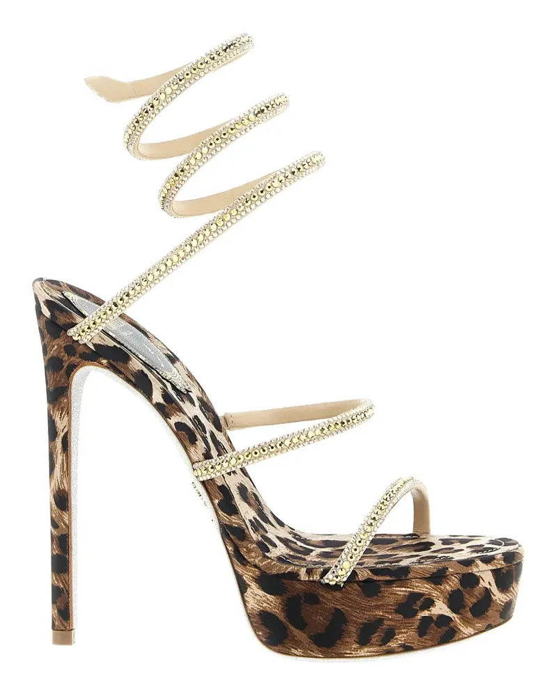 René Caovilla Cleo leopard-print sandals - Nude Nude