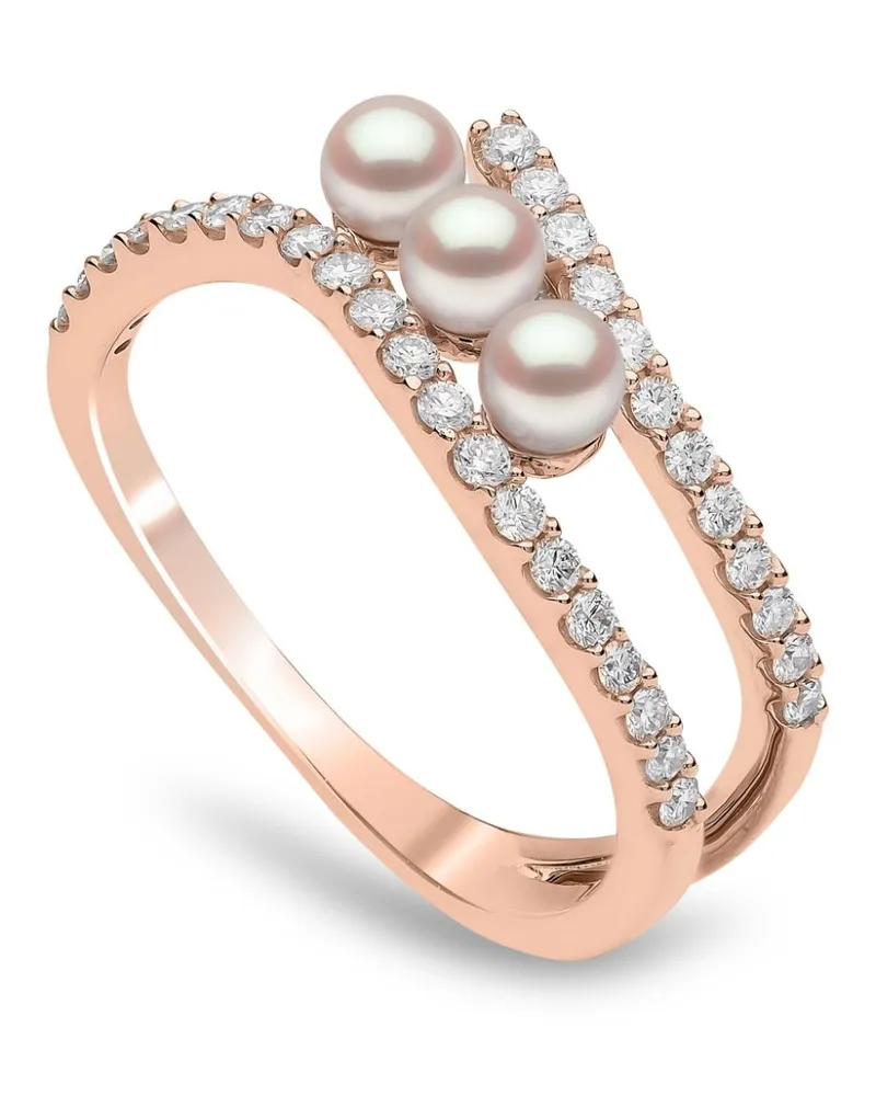 YOKO London 18kt Sleek Weißgoldring mit Akoya-Perlen und Diamanten Gold