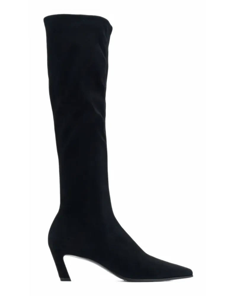 Stuart Weitzman Power Wildlederstiefel mit spitzer Kappe - Schwarz Schwarz