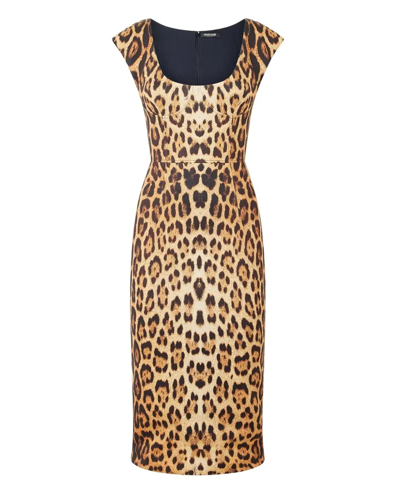 Roberto Cavalli Ärmelloses Kleid mit Jaguar-Print - Braun Braun