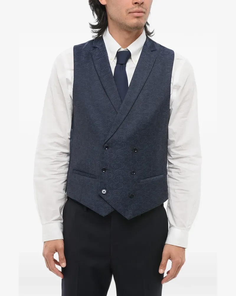 Corneliani double-breasted patterned waistcoat - Blau Blau