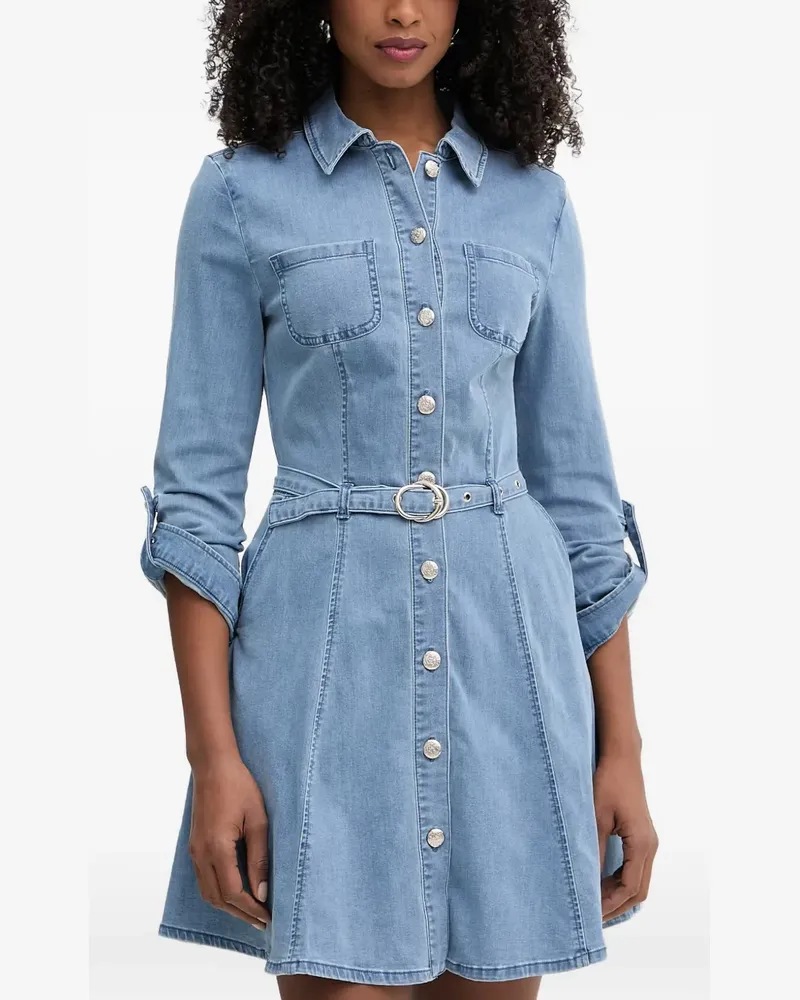 Morgan Geknöpftes Minikleid mit Gürtel - Blau Blau