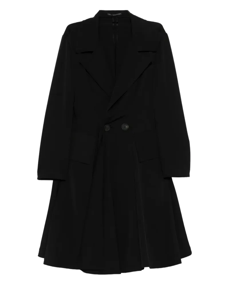 Yohji Yamamoto Mantel mit fallendem Revers - Schwarz Schwarz