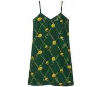 Seidenkleid mit Löwenzahn-Print - Grün