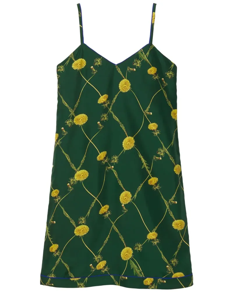 Burberry Seidenkleid mit Löwenzahn-Print - Grün Grün