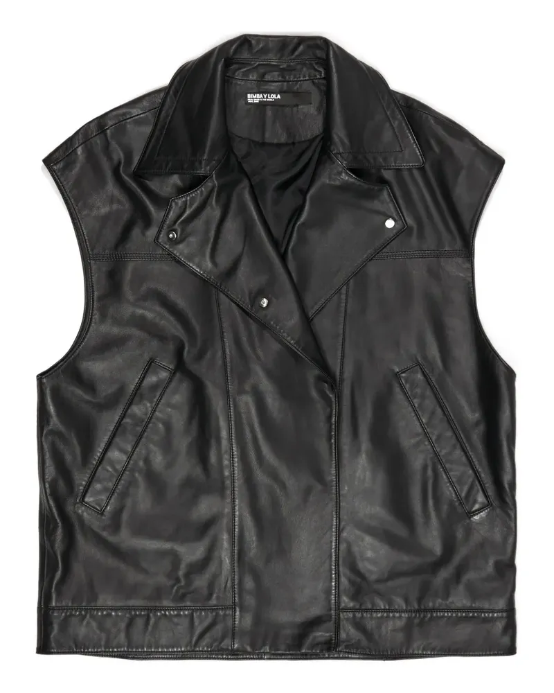 BIMBA Y LOLA Weste aus Leder mit Kragen - Schwarz Schwarz