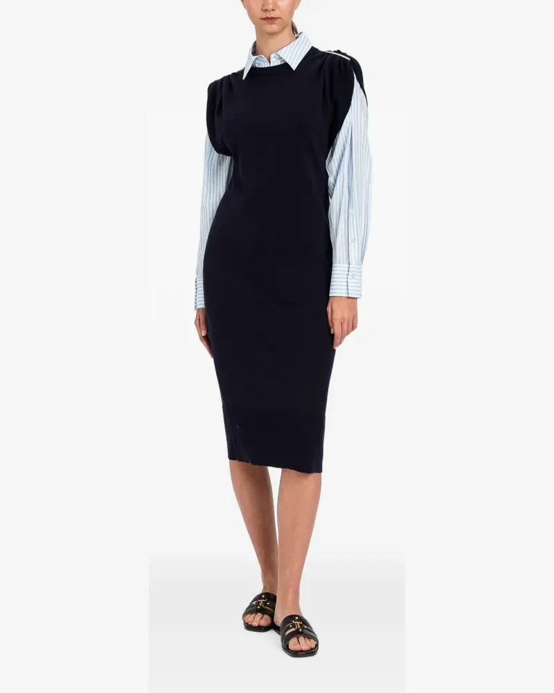 Twin-Set Ärmelloses Midikleid mit gerafften Schultern - Blau Blau