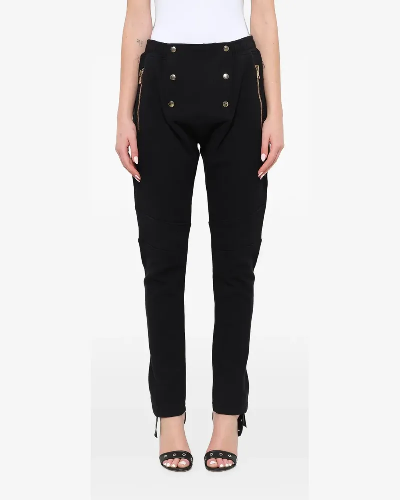 Balmain button-detail jersey zip-pocket trousers - Schwarz Schwarz