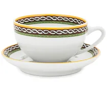 Teetassen mit Carretto Siciliano-Rand (2er-Set) - Weiß