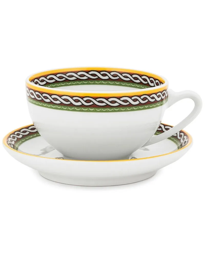 Dolce & Gabbana Teetassen mit Carretto Siciliano-Rand (2er-Set) - Weiß Weiß