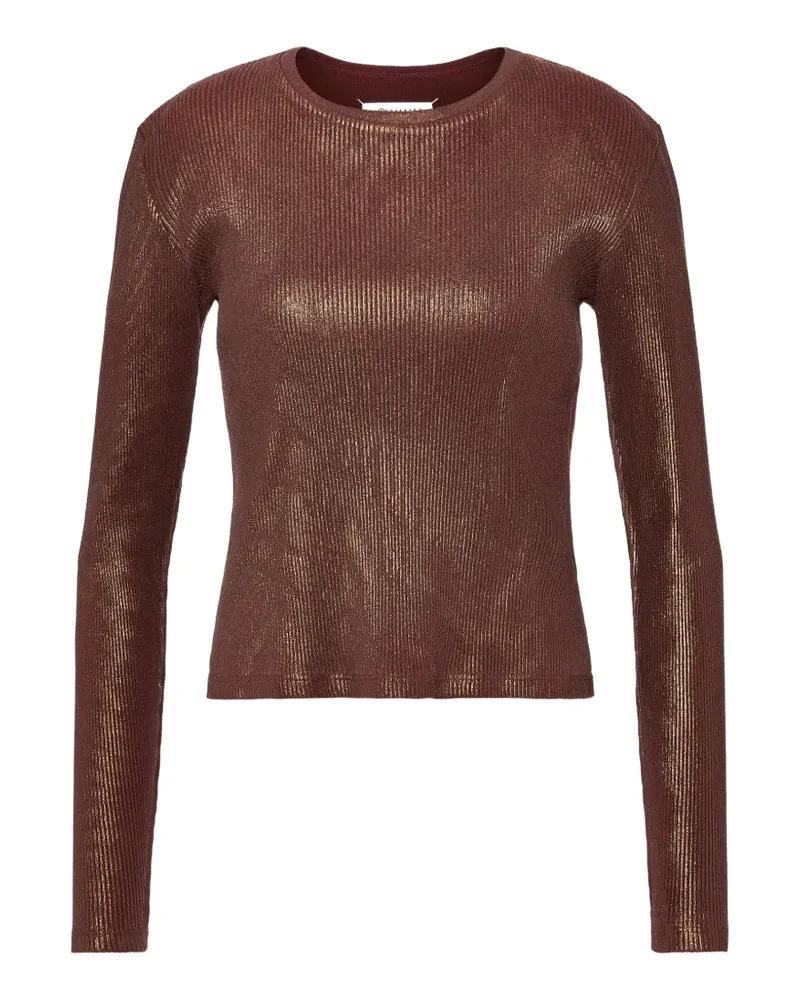 Maison Margiela Geripptes T-Shirt in Metallic-Optik - Braun Braun